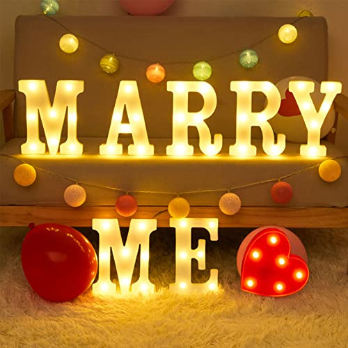 Marry Me LED-Buchstaben, 3D Buchstabe Licht Vorschlag Dekoration-LED-Festzelt-Buchstabenlicht mit 4000 Stück roten künstlichen Rosenblüten für die Dekoration des Heiratsantrags für den Außenbereich