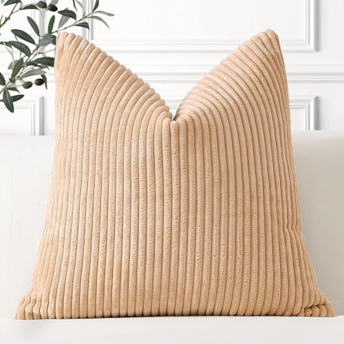 Artscope Ein Kissenbezug Kordsamt Zierkissenbezug Dekokissen Sofakissen 60x60 cm Cord Kissenhülle Couchkissen Dekorative Weiche Kissen für Sofa Wohnzimmer Zuhause Schlafzimmer Ockergelb