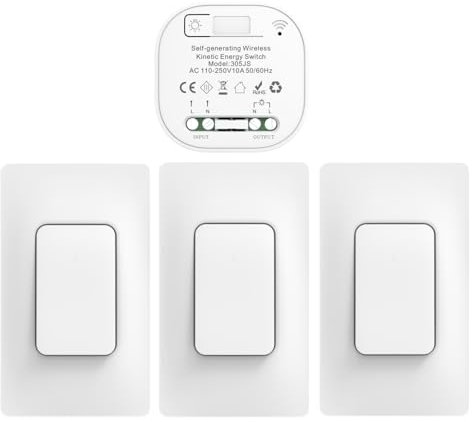Cerhot funk lichtschalt funkschalt 230v funk lichtschalter ohne batterie set lichtschalter funk wireless light switch funkschalter batterielos funktaster funk-wandschalter für lichter (US 1Gang 3V1 a)