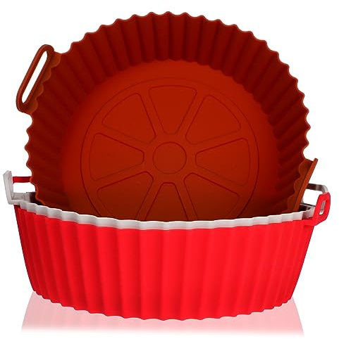 OKUMEYR Rivestimenti in Silicone Antiaderenti per Cestelli per Friggitrice Ad Aria Confezione da 3 Teglie da Forno Riutilizzabili Resistenti al Calore Facili da Pulire