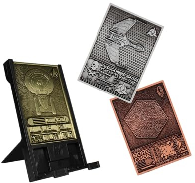 Digiplate Star Trek Starter Pack - 3 plaques métalliques de Collection et Support de téléphone, Collectibles Gaming interactifs avec Support de Carte Interchangeable, Cadeaux Gaming & Accessoires