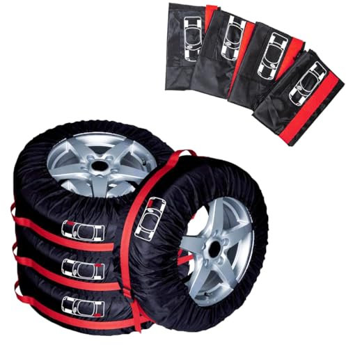 MSMDG 4 Pièces Housse Roue de Secours pour Nissan X-Trail IV T33, Imperméable Anti-poussière Housses de Protection de Roue de Voiture,Red-L