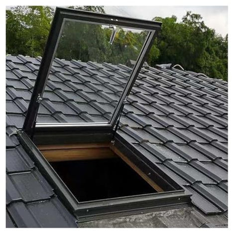 pujindu Dachfenster, Kellerflügelfenster Aus Aluminiumlegierung Mit Manueller Belüftung, Unterputz-Vertikalschiebefenster Für Hütten, Garagen(80x75cm)