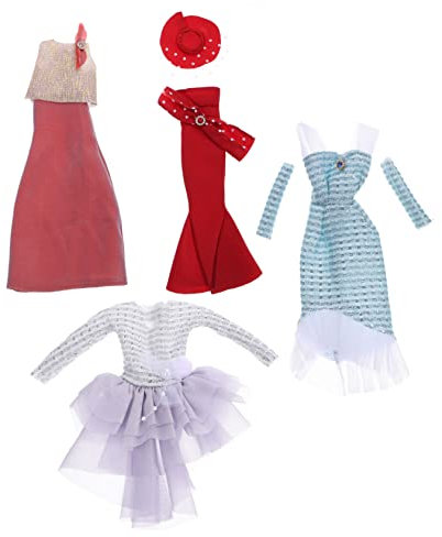 KONTONTY 4sätze Teiliges Puppenkleidungsset Abendkleider Modische Puppenbekleidung Aus Geruchlosem Kunststoff Leichtes Zubehör Für Kreatives Anziehen Und Fantasievolle Kinderbespaßung