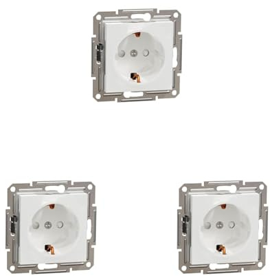 Schneider Electric Asfora EPH2970221D SCHUKO-Steckdose 16A, Berührungsschutz, Schutzkontaktsteckdose,Schraubklemmen,Unterputzsteckdose Weiß (Packung mit 3)