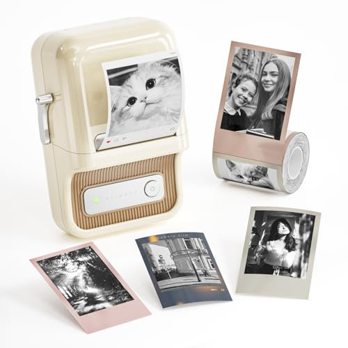 NIIMBOT B21Pro Etikettendrucker, 300dpi Selbstklebendes Etikettiergerät Bluetooth Beschriftungsgerät Label Printer Fotodrucker für Lernen, Studiennotizen, Bilderdruck, Scrapbooking, Weiß