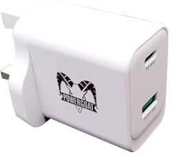 PowerGoat 65W Compatible With HP ChromeBook X360 14a-na0010nr 14a-na0020nr UK Wall Plug Power Adapter Fast Charging Type-C GaN Charger White