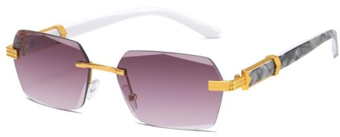 YIHANSS Rimless Sunglasses Frameless Ocean Lens Eyeglasses Gradient Women Men UV400 Shade Eyewear