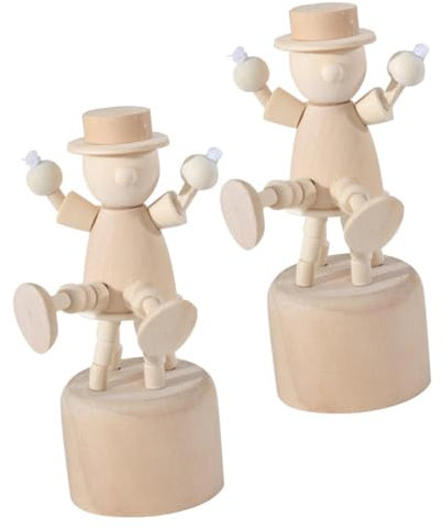 Sosoport 2 Sätze Holzhandwerk Holzspielzeug Bastelkasten Woodcarver Holzdeko Fälschung Ornament Handwerk Holzscheiben Clown-figuren Tischdekoration Aus Holz Hölzern Beige 2 Stück * 2