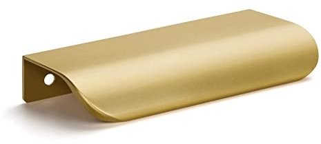 Goldenwarm 2 Stück Küchengriffe Aluminium 128mm Gold Schrankgriffe Türgriff Geschwungener Schubladengriff Verdeckter Möbelgriffe Garderobe Griffe