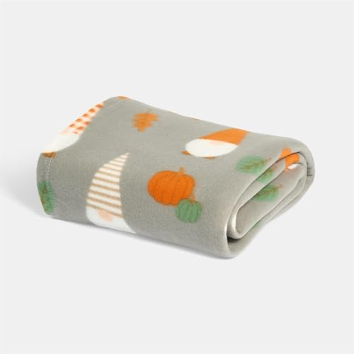 OHS Autumnal Gonk Polar Fleece Blanket for Bed, Soft Warm Cosy Christmas Blanket Lightweight Throws for Sofas Single Bed Throws kids Gifts, Charcoal Grey - 120 x 150cm