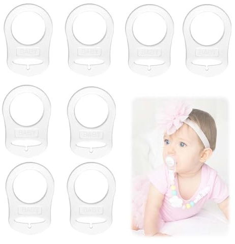 ZENQARI 8 Pièces Silicone Bouton Anneau Anneau Pince Adaptateur Sucette Adapté à la Plupart des Sucettes Lien Fixation Sucette