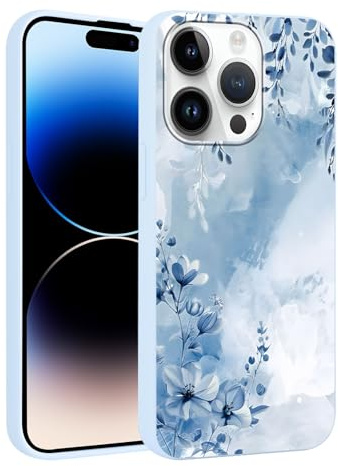 Vxinvnoi Handyhülle für iPhone X/XS Hülle 5.8,Aesthetic Muster Design Weiche TPU Ultra Dünn Silikon Schutzhülle Kratzfeste Stoßfest Kameraschutz Bumper Case Frauen Mädchen,Blaue Blumen