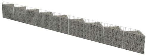 Mokuyary Gabion Wall, Galvanised Steel, 630 x 30 x 50 cm, Gabion Wall Wire Basket, Stone Basket, Stone Gabion Wall, Gabion Basket for Landscape, Garden