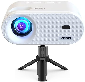 Mini Projector 18000L, Full HD 1080P, VISSPL Full HD 1080P, Portable Outdoor with Tripod, Home Theater Movie Phone Projector Compatible with Android/iOS/Windows/TV Stick/HDMI/USB