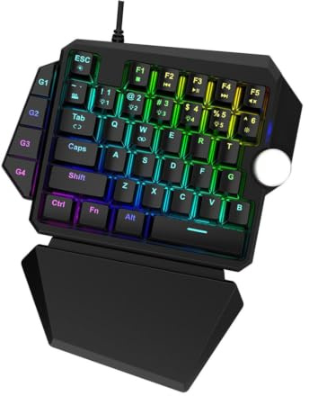 IMIKEYA Mechanical One-handed Gaming Keyboard Macro Programming Feature with Rgb Backlight Ergonomic Design Abs Material Adapted for Mainstream Simulators, for PC and Console Gaming
