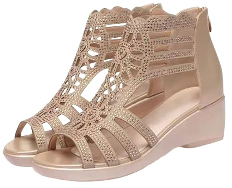 Uwdiohq Sandales Femme Été Pour Femmes, Chaussures À Semelle Souple, D'Extérieur Tendance, Talons Compensés, En Cuir Pieds Larges Et Talon Chaussure Randonnée Confortable Naturel Ouverte Tongue
