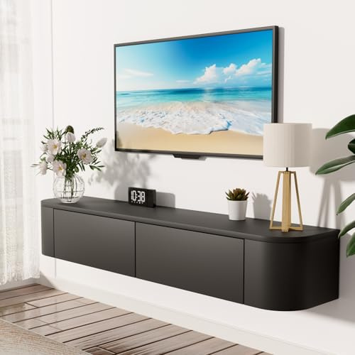 JMGJOY 120CM Schwebender TV-Schrank, TV Board Hängend, Fernsehtisch, Lowboard, TV-Mediakonsolle, TV-Regale, Modern mit Großem Stauraum für Wohnzimmer, Unterhaltungsraum, Schlafzimmer (Schwarz)