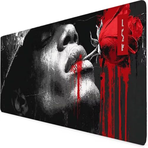 Black Mouse Mat Man Gaming Mouse Pad Large XXL Desk Mat with Non-Slip Base and Stitched Edge Keyboard Pad for Gaming/Home/Office Work/Accessories, Improved Precision and Speed (60 x 30cm) 2731-1tb