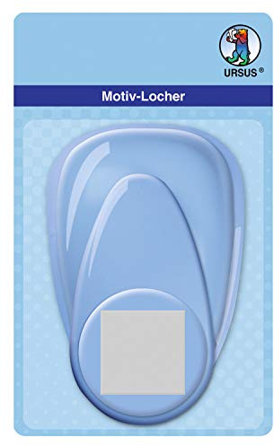 Ursus 19450058 - Motivlocher mit Hebel maxi, Quadrat, blau, ausgestanztes Motiv ca. 50,8 mm, aus Kunststoff mit Metallstanze, geeignet für Grammaturen von 160 220 g /qm