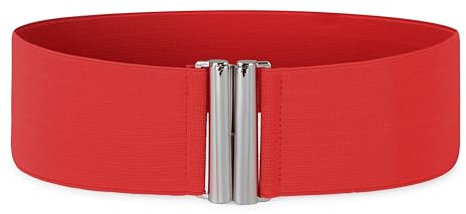 BlackButterfly 3-Zoll elastischen Flach Schnalle Gürtel (Rot, L)