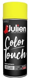 Julien Peinture Aérosol Intérieure et Extérieure Color Touch en Phase Aqueuse - Jaune Signal Brillant - 400ml