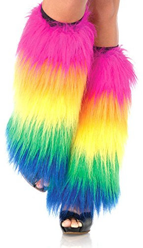 Fell Stulpen Regenbogen 90er Rave bunt