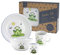 Kindergeschirr 5-teilig Frosch, Porzellan Kindergeschirr mit Kinderteller flach, Kinderteller tief, Kindertasse, Müslischale, Eierbecher, Geschirr, Gedeck, Zoo, Tiere, Kinderservice