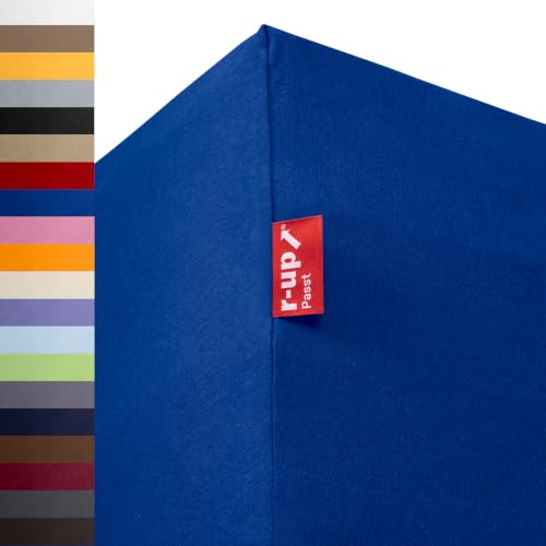 r-up Passt Spannbettaken 140x200-160x200 Royalblau | 100% Baumwolle, 130g/m² Tuchgewicht, bis 35cm Höhe, viele Farben, OEKO-TEX, stressfrei auch für hohe Matratzen