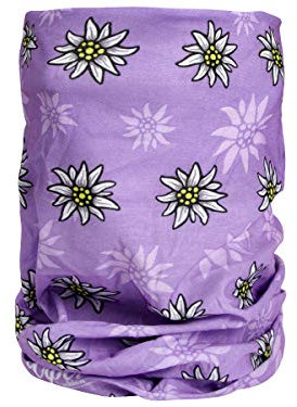 Alsino Multifunktions Halstuch Biker Motorrad Tuch Bandana 49 x 23 cm Edelweiß Atmungsaktiv Wetterfest Outdoor, Farbe wählen:Edelweiß flieder