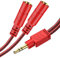 MillSO Répartiteur audio jack Y 1 vers 2 stéréo Aux Câble répartiteur jack 3,5 mm vers 2 coupleurs jack 3,5 mm pour casque et haut-parleurs Rouge