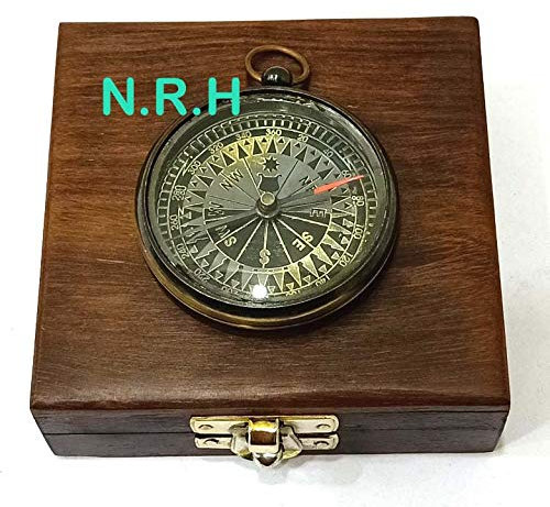Antiker Vintage nautischer Geschenk-Kompass mit Holzbox