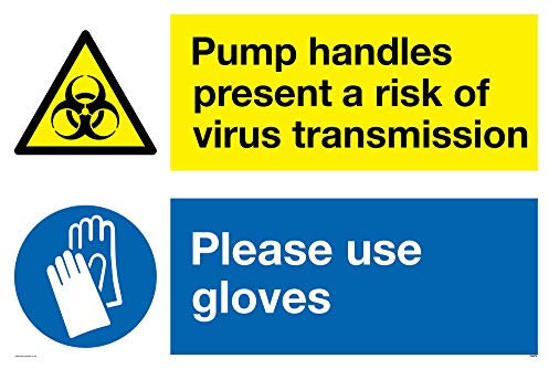 Pump handles present a risk of virus transmission please use gloves sign - Aluminium Composite 3mm