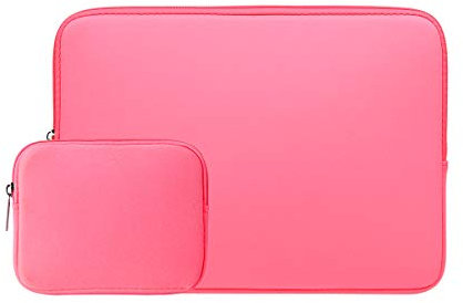 RAINYEAR 13,3 Pollici Custodia Protettiva per Laptop PC Sleeve Caso con Piccola Borsa Aggiuntiva,Compatibile con 13,3 Notebook Computer Portatili Chromebook,14 Macbook Pro M1 A2442,Rosa Brillante