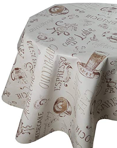 Wachstuch Wachstischdecke Tischdecke Farbe und Größe wählabar Cafe Bar Beige Rund 80 cm abwaschbar Gartentischdecke