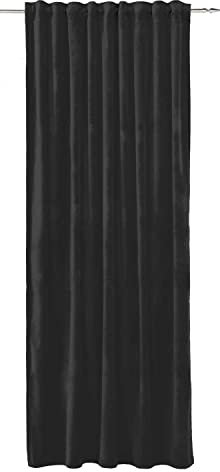 Möbel Jack Verdunklungsvorhang Schlaufenschal Verdunkelungsvorhang Schlaufenvorhang | Blickdicht | Verdeckte Schlaufen | Schwarz | 135x245 cm | Samt