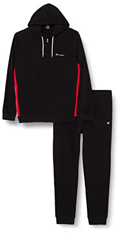 Champion Herren Legacy Sweatsuits Powerblend Terry Color Tape Hooded Trainingsanzug, Schwarz, S