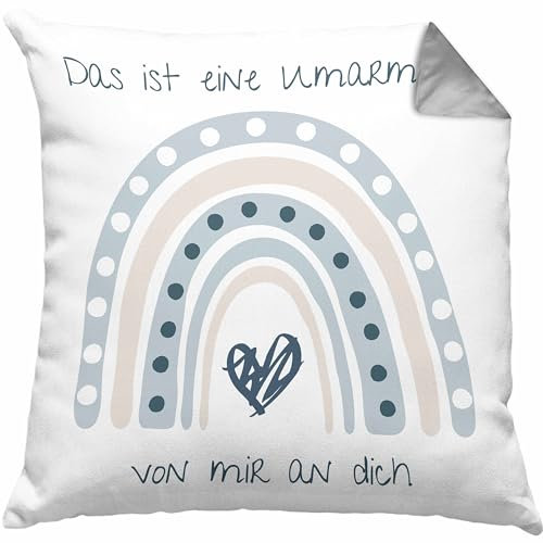 Beste Freundin Kissen mit Füllung 40x40 Geschenk Beste Freundinnen Geburtstag Lustig Freundinnen Spruch - Umarmung Von Mir An Dich (Grau)