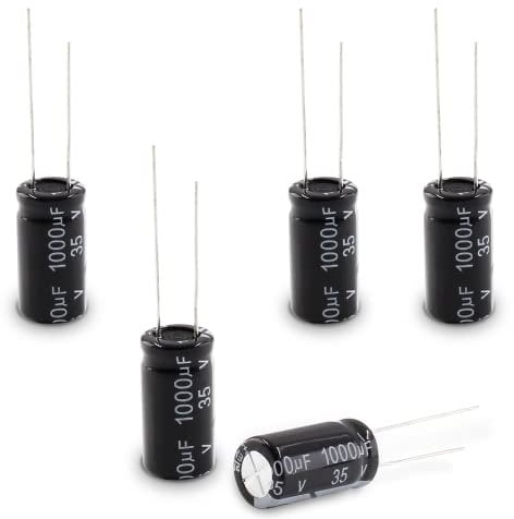 Cionyce 5 Stück 35 V 1000 uF Kondensator, Aluminium, radiale Elektrolytkondensatoren für TV, LCD, Radio, Mikrowelle, Spiel (10 x 20 mm)