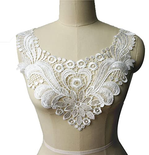 Weißer Blumenkragen, Besticktes Brautkleid, Applikationen, Spitzenstoff, Aufnäher Zum Aufnähen Für Das Brautkleid, Diy-dekoration
