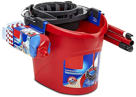 Juego Completo de Fregona con Palo telescópico y Cubo escurridor Giratorio, Capacidad 10 L -JUANIO-