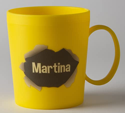 ILS I LOVE SHOPPING Taza personalizada con nombre Vaso de plástico 350 ml para microondas con mango desayuno sin BPA (MARTINA)