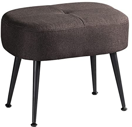 Multifunktionaler Rechteckiger Fußhocker|Ottoman Mit Kreativem Dekor Und Robusten Metallbeinen|Gepolsterte Sofa-Fußstütze Für Schlafzimmer,45X30X36Cm(17,7X11,8X14,1Zoll),Feines Leinen-Dunkelbraun