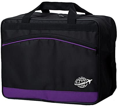 BAMBINIWELT Reisetasche HANDGEPÄCK Boardgepäck Bordcase 40x20x25 40x30x20 Ryanair Wizzair (schwarz-lila, XXL (55x40x20))