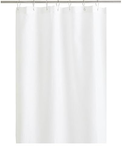bricoleva.it Tenda per Doccia Bianco Opaco in Poliestere - Resistente all'Acqua e Facile da Installare - 120 x 200 cm