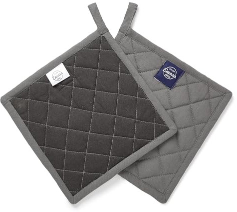 Encasa Homes 21 cm Ofen-Mikrowellen-Topflappen (2er-Set) zum Kochen und Backen in der Küche - hitzebeständig, Schutz der Hände vor heißen Gerätschaften - Grau
