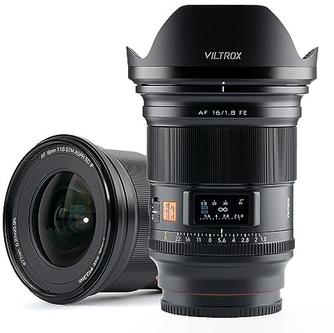 VILTROX 16mm F1,8 f/1,8 Vollbild Weitwinkel Autofokus Objektiv mit LCD Bildschirm Objektiv Kompatibel mit Sony E-Mount Spiegellosen Kameras Alpha a7 a7II a7III a7R a7RII a7RIII a7RIV a7S a7SII a9 a7C