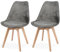 JIJIAN 2er Set Esszimmerstühle aus Wildleder mit Kissen und Holzbeinen Küchenstühle, Moderner Nordic Stil für Esszimmer, Küche und Wohnzimmer