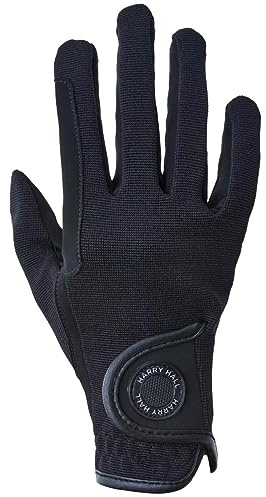 Harry Hall All-Season Riding Gloves with Close Contact Nubuck Suede Palm & Stretchy Polyamide Upper - Secure Hook & Loop Fastening, Hand Wash Only
