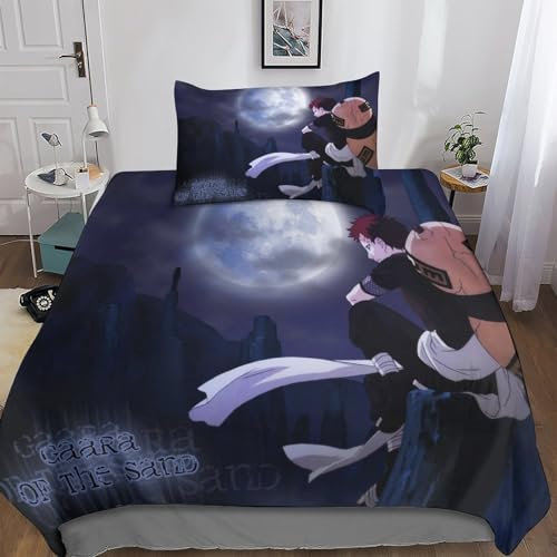 KONGNY Naruto Bettwäsche Bettbezug-Set Mikrofaser, Bettbezug Reißverschluss Und Kissenbezug Für Schlafzimmer, Weiche Bequemer Single(135x200cm)